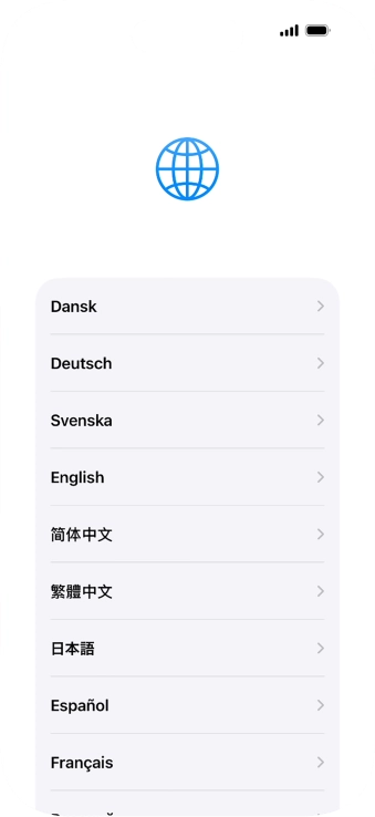 Pulsa el idioma deseado.