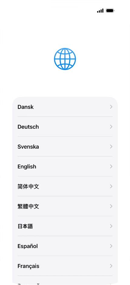 Pulsa el idioma deseado.