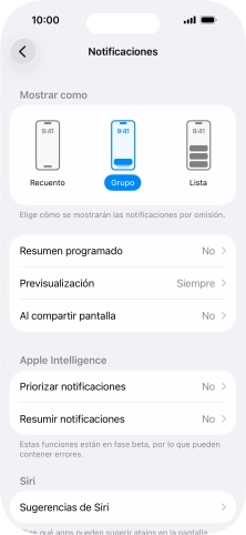 Pulsa Resumen programado.