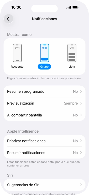 Pulsa Resumen programado.