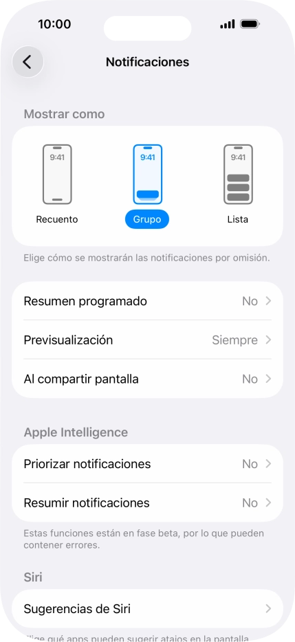 Pulsa Resumen programado.