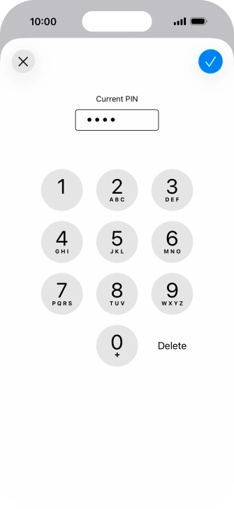 Key in your current PIN and press the confirm icon.