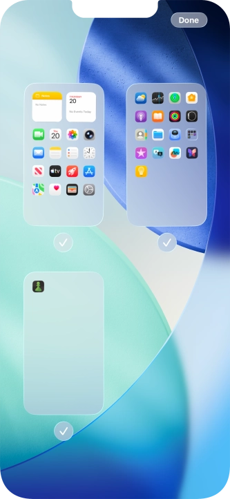 Press the fields below the required home screen pages to select or deselect them.