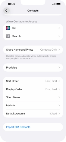 Press Import SIM Contacts.