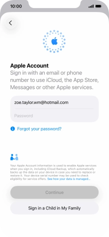 Press Password and key in the password for your Apple Account.