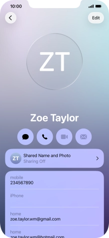 Press Shared Name and Photo.