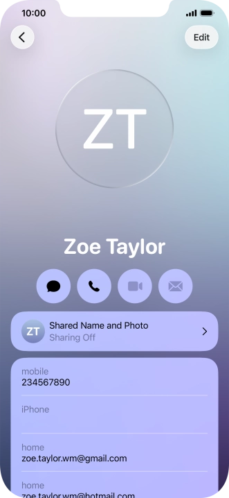 Press Shared Name and Photo.