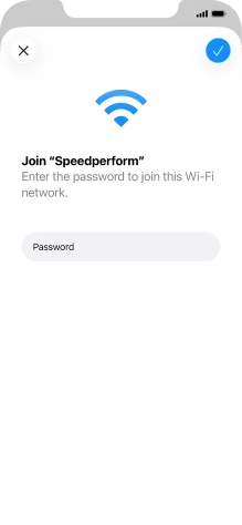 Key in the password for the Wi-Fi network and press the confirm icon.