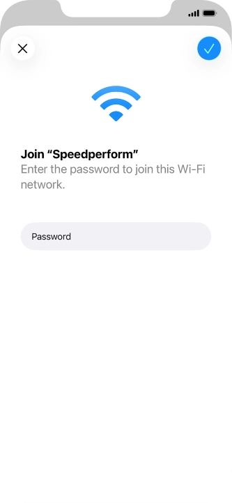 Key in the password for the Wi-Fi network and press the confirm icon.