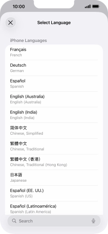 Press the required language.
