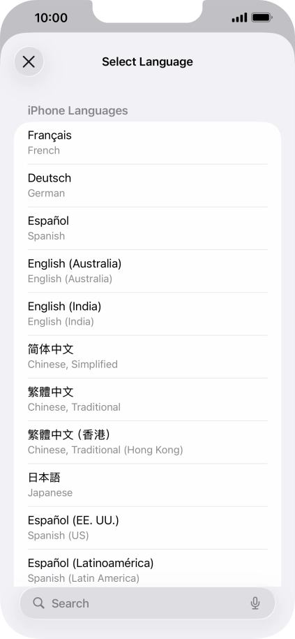 Press the required language.