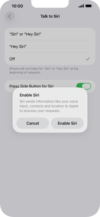 Press Enable Siri.