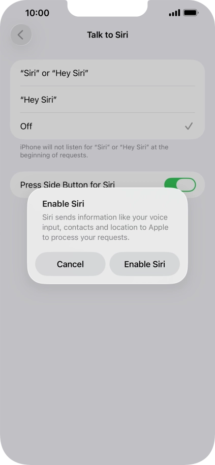 Press Enable Siri.
