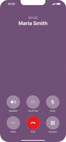 Press the end call icon to end the call and return to the home screen.