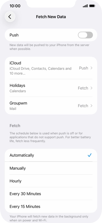 If you turn off the function, press the required setting.