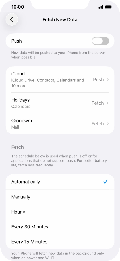 If you turn off the function, press the required setting.