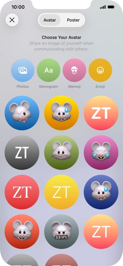 Press the required category and follow the instructions on the screen to select and save the required picture to your Contact Poster.