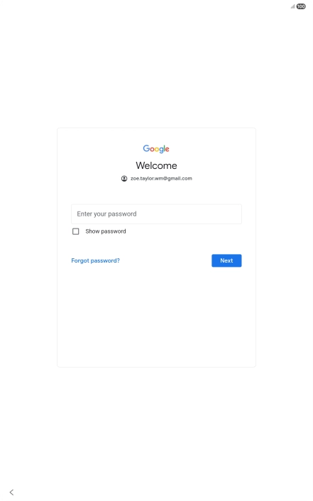 Press Enter your password and key in the password for your Google account.