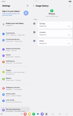 The app activity for the selected app is displayed.