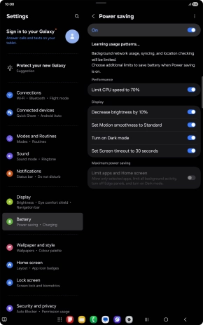Press the indicators next to the required settings to turn the functions on or off.