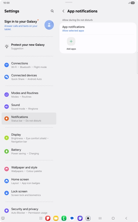 Press Add apps and follow the instructions on the screen to select which apps you would like to receive notifications from when Do Not Disturb is turned on.