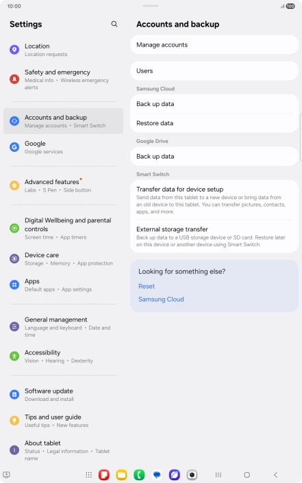 Press Manage accounts.