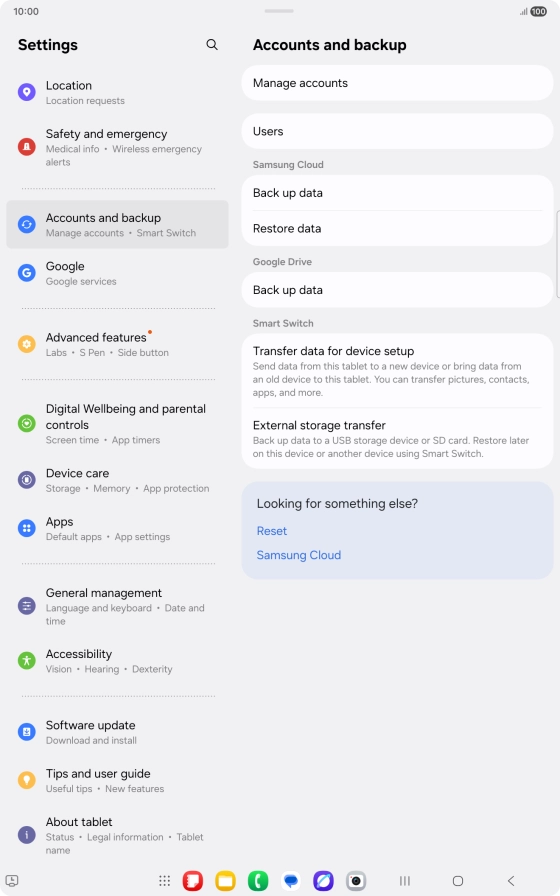 Press Manage accounts.