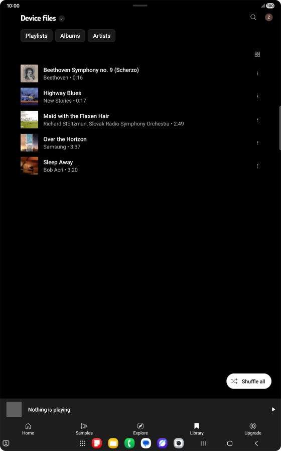 Press the required audio file.