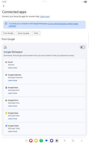 Press the indicator next to the required extension to turn on the function.