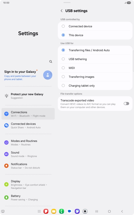 Press Transferring files / Android Auto.
