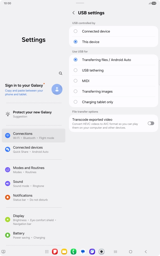 Press Transferring files / Android Auto.