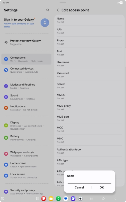Key in Vodafone Internet and press OK.