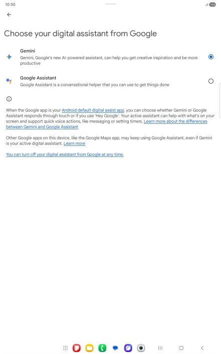 Press the required voice control assistant.