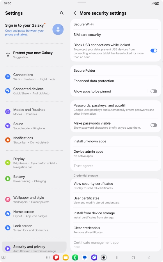 Press SIM card security.
