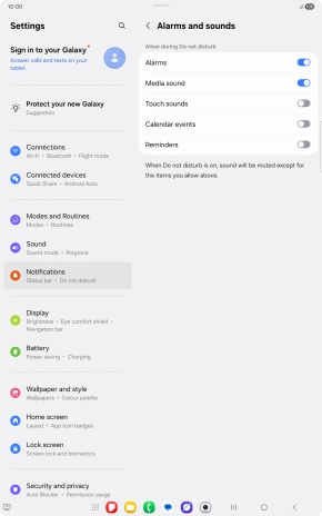 Press the indicators to turn sound and vibration for the selected functions on or off.