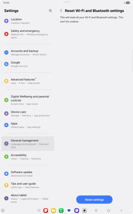Press Reset settings.