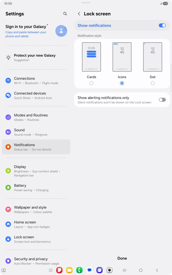 Press the required settings.