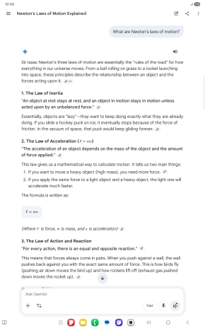 Transcription of the conversation with Gemini Live is now displayed.