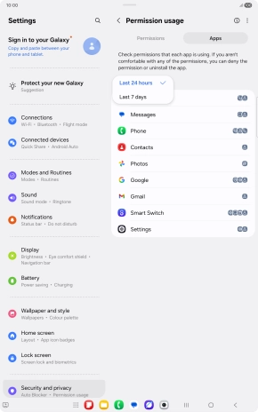 Press the required setting.