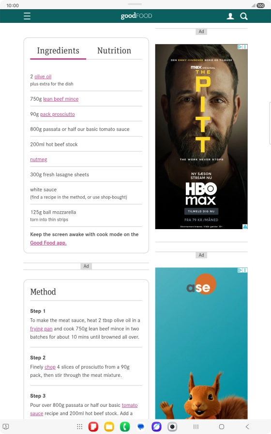 Go to the required screen.