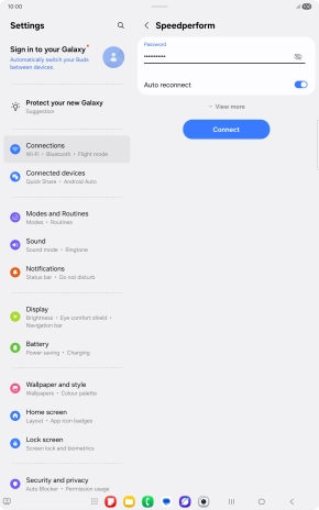 Key in the password for the Wi-Fi network and press Connect.