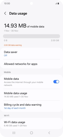 The total data usage is displayed.