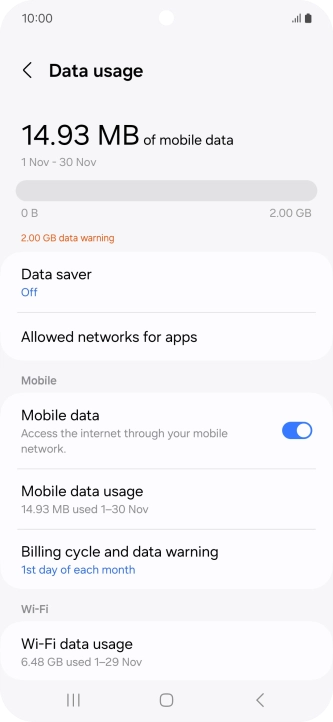 The total data usage is displayed.