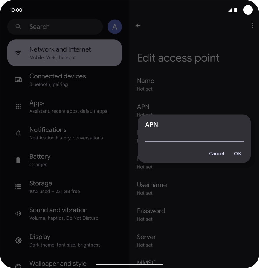 Key in live.vodafone.com and press OK.