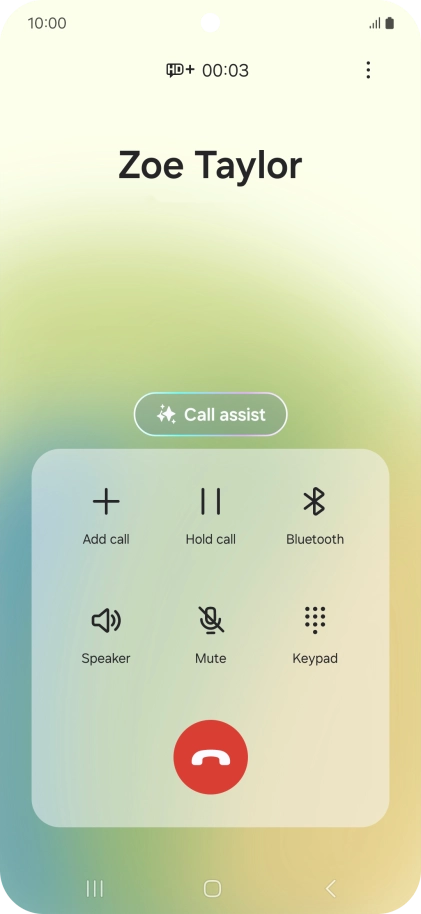 Press Call assist during a call.