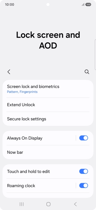 Press Screen lock and biometrics and key in the additional phone lock code you created earlier.