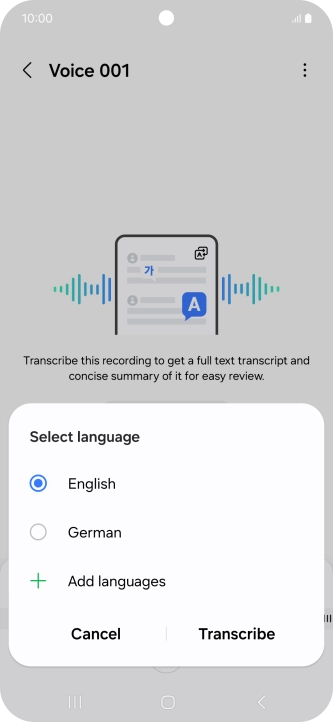 Press the recorded language.