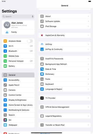 Press Transfer or Reset iPad.