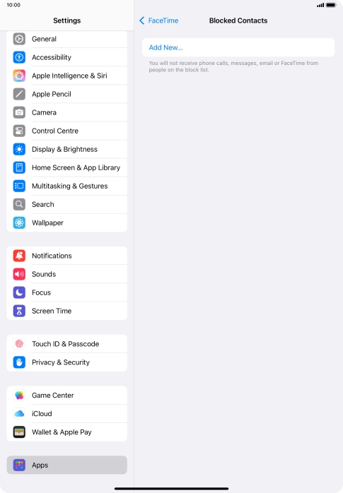 Press Add New... and follow the instructions on the screen to block a contact.