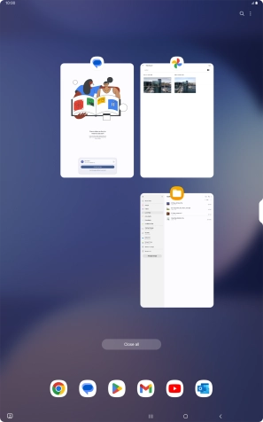 To end one running application, slide your finger upwards on the required application.
